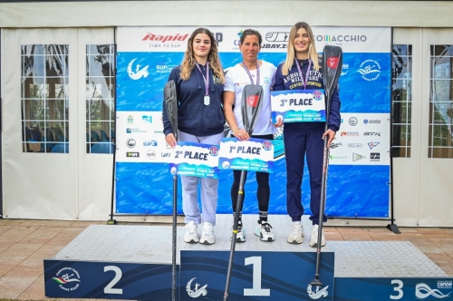 Barreras takes gold in women long distane as Italians complete podium Women's long distance medallists ICF SUP World Ranking Series 2026