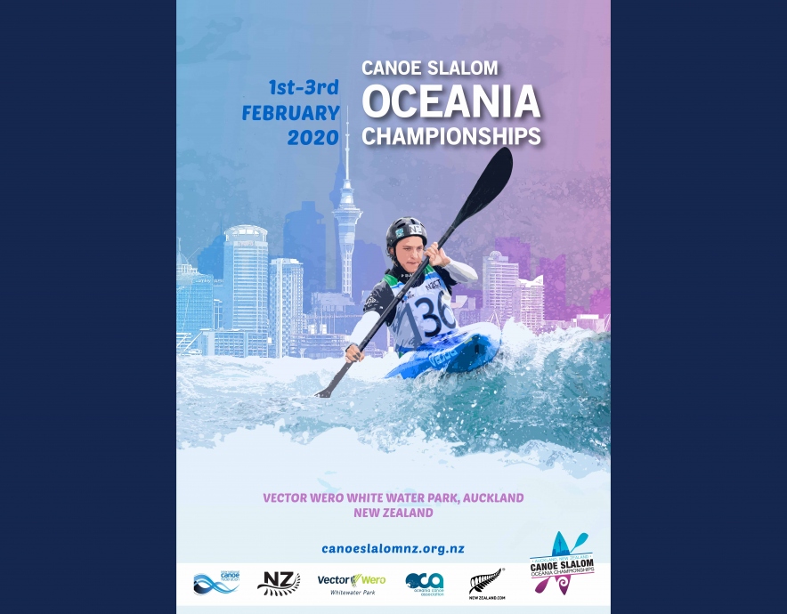 2020 Oceania Championships Canoe Slalom promotional poster