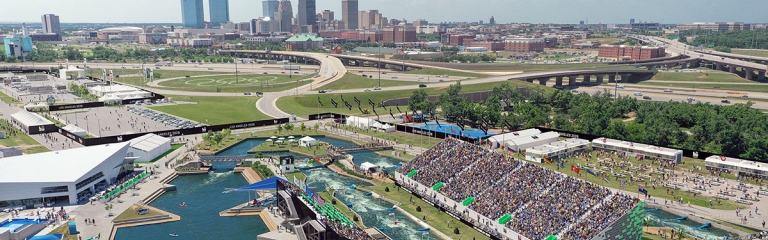 LA28 Olympics Rendering of the Whitewater Center for Canoe Slalom and Kayak Cross in Oklahoma City