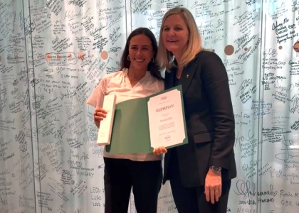 Noemie Fox with IOC President Kirsty Coventry at the Olympic House Noemie Fox with IOC President Kirsty Coventry at the Olympic House