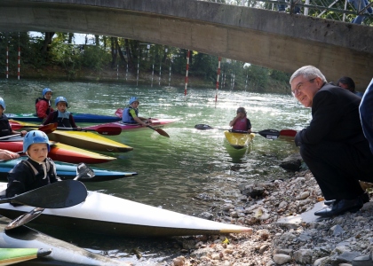 IOC President Thomas Bach Slovenia Tacen slalom