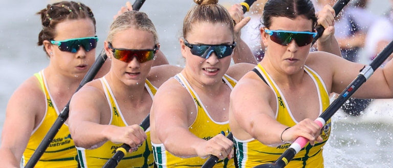 Australia K4 junior women Szeged 2022 sprint