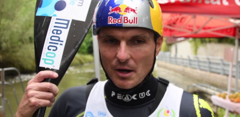 Peter Kauzer K1 winner #ICFslalom 2017 Canoe World Cup Final La Seu