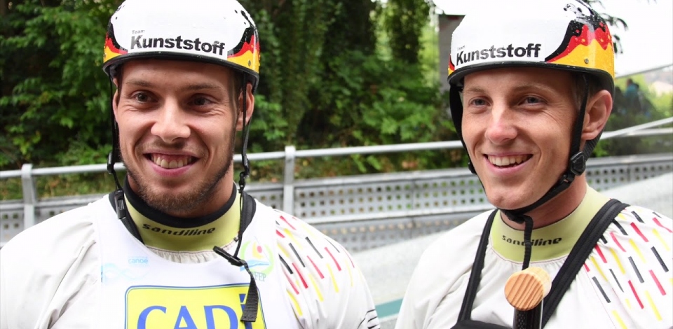 Behling and Becker C2 winners #ICFslalom 2017 Canoe World Cup Final La Seu
