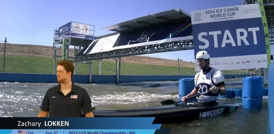 Zachary Lokken, USA, Canoe Slalom Semi Final / 2024 ICF Canoe Slalom World Cup Krakow Poland