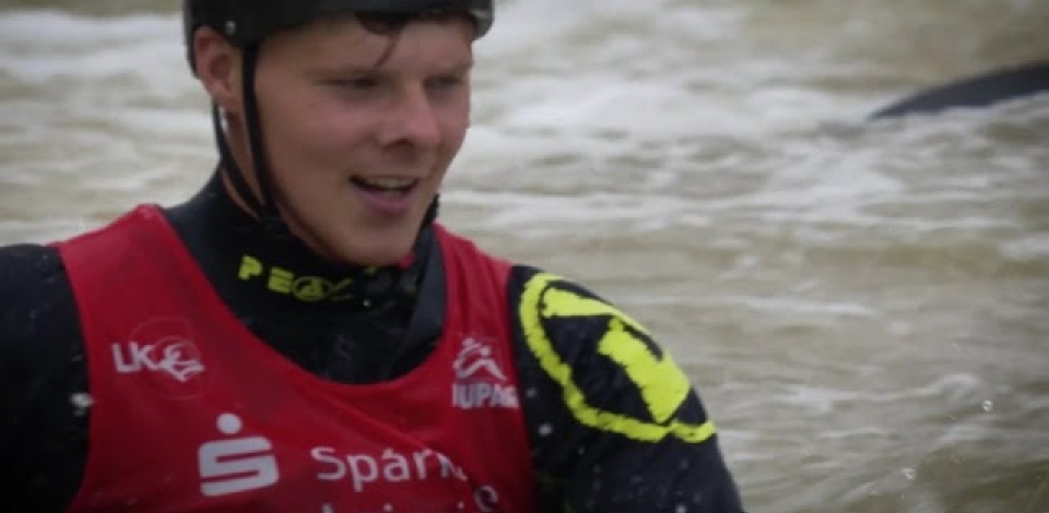 Why not give it a go? Great Britain's Chris Bowers has a crack at Extreme Canoe/Kayak Slalom