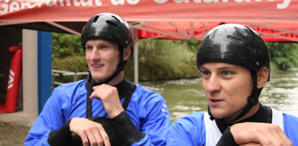 Jonas Kaspar and Marek Sindler after semi-final #ICFslalom 2017 Canoe World Cup Final La Seu
