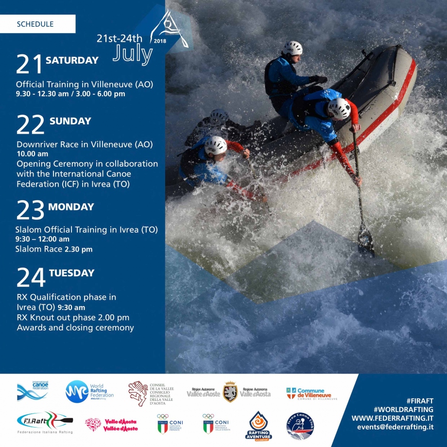 2018 World Rafting Federation Junior & U23 World Championships Schedule