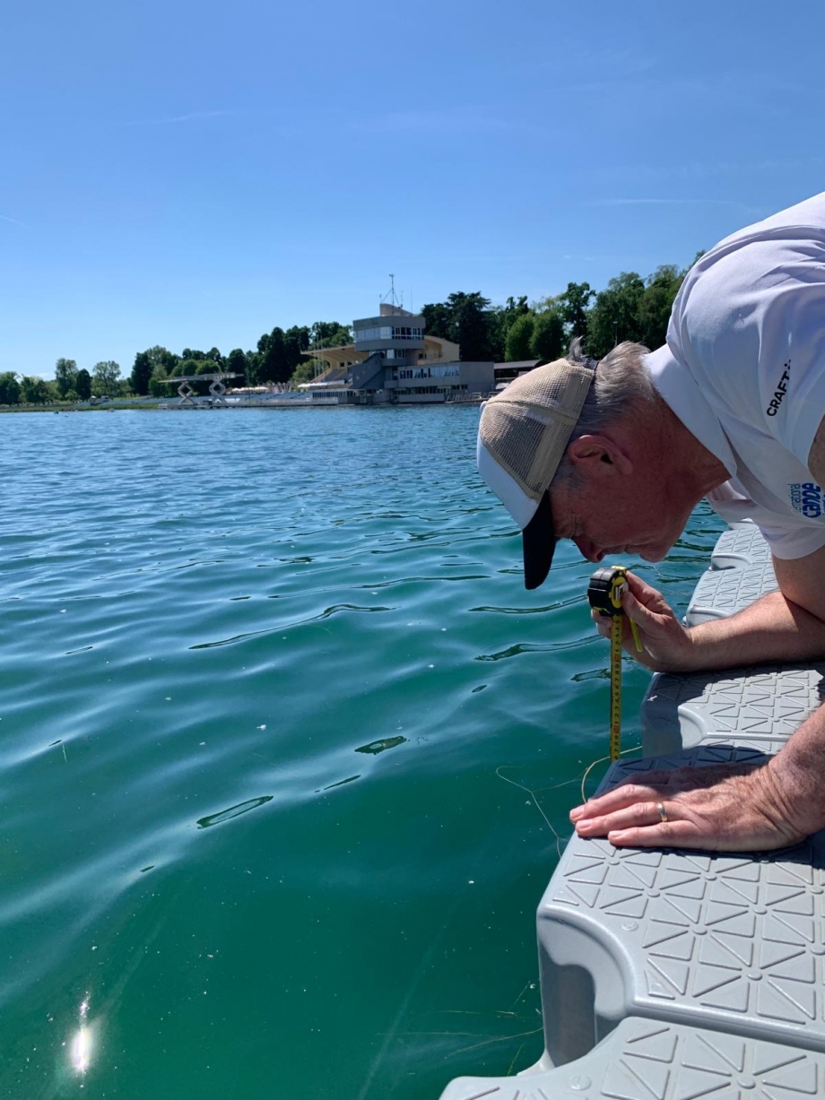 John Edwards checks water depth Milan 2025
