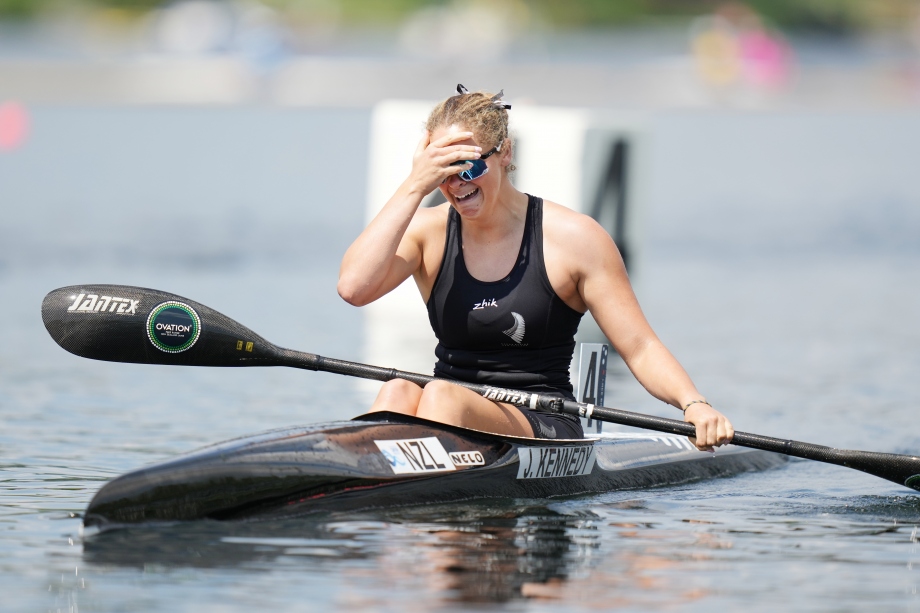 Kennedy overcome with emotion at the finish line kennedy gold Halifax