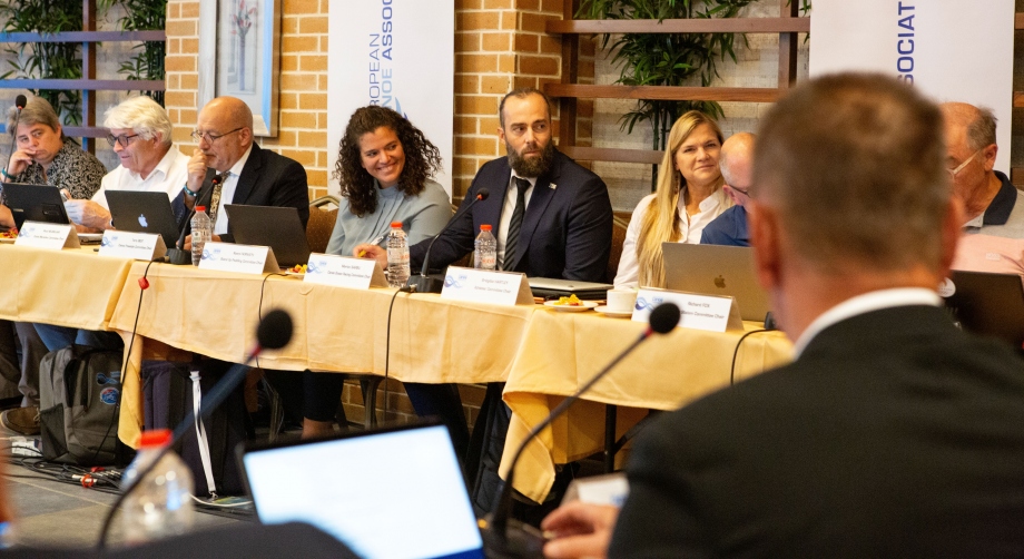 Marian Sarbu, centre, attended his first ICF Board meeting in Antalya Marian Sarbu ICF Board meeting Antalya 2024