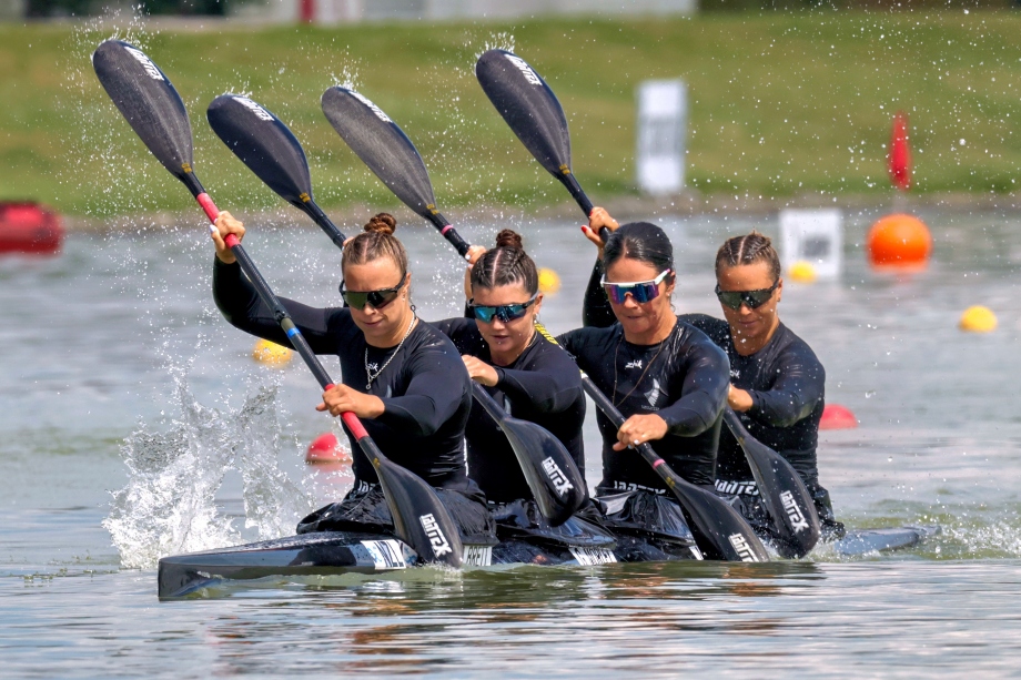 New Zealand's women's K4 featured Aimee Fisher New Zealand K4 Szeged 2026