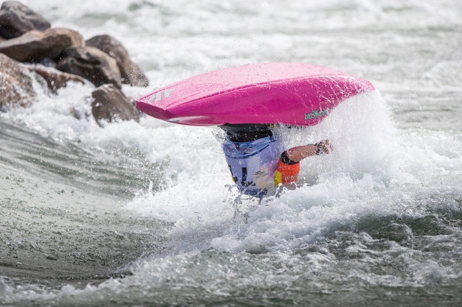 USA's Dane Jackson in C1 action in San Juan USA Dane Jackson C1 freestyle world championships Argentina
