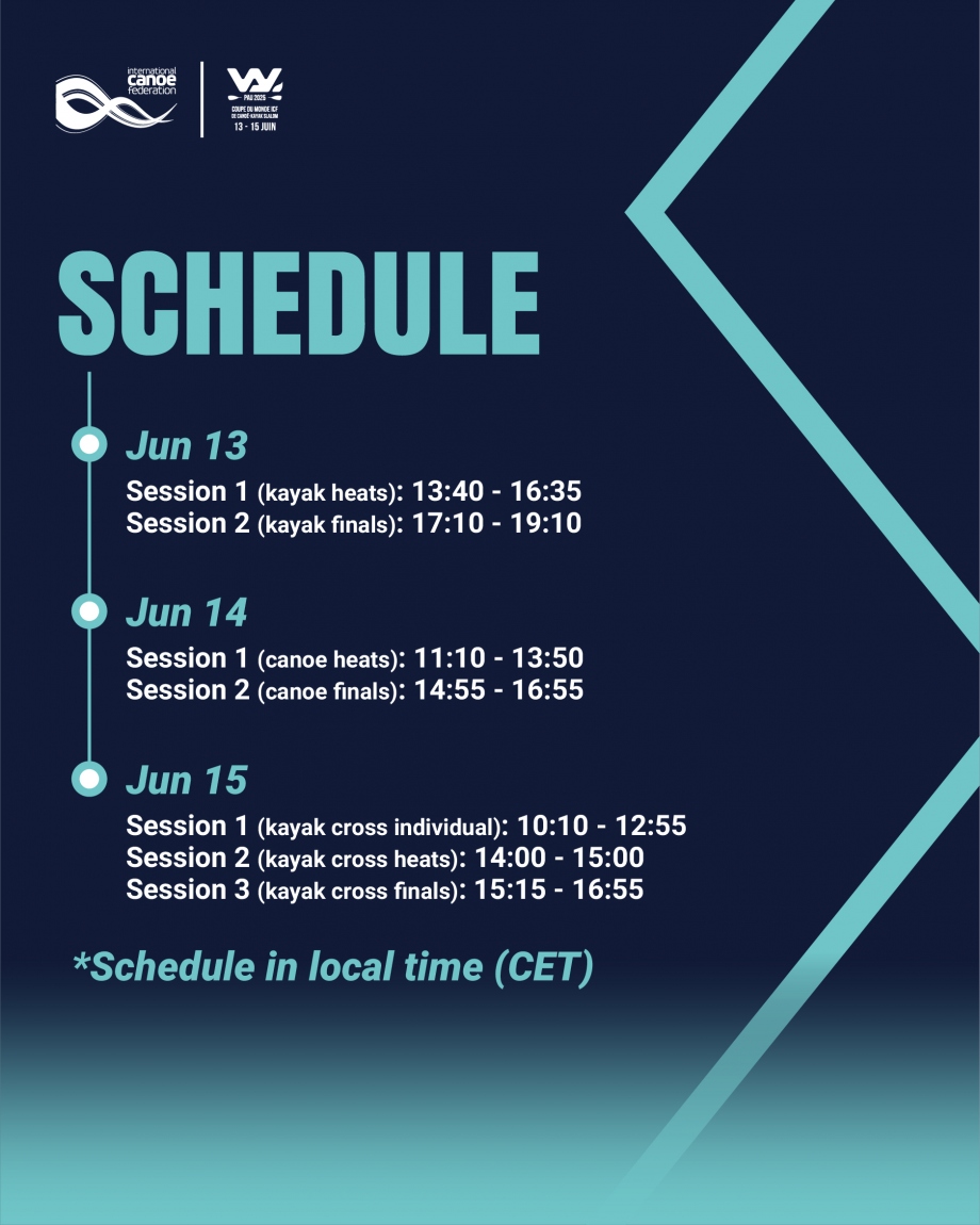 Live streaming schedule for ICF Canoe Slalom World Cup in Pau