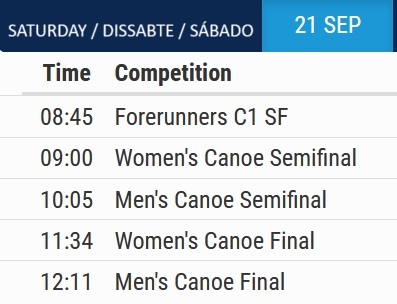 Saturday schedule 2024 canoe slalom final world cup la seu 24-25